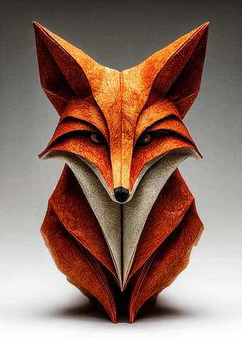 Origami Fox Bust