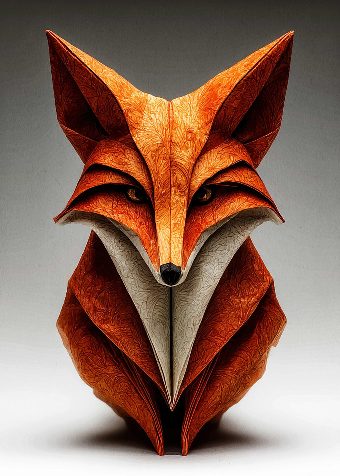 Origami Fox Bust