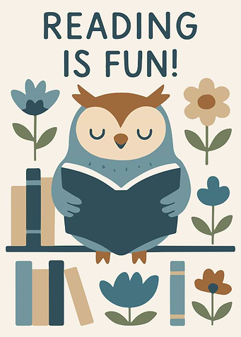 Reading is Fun Owl Illustration