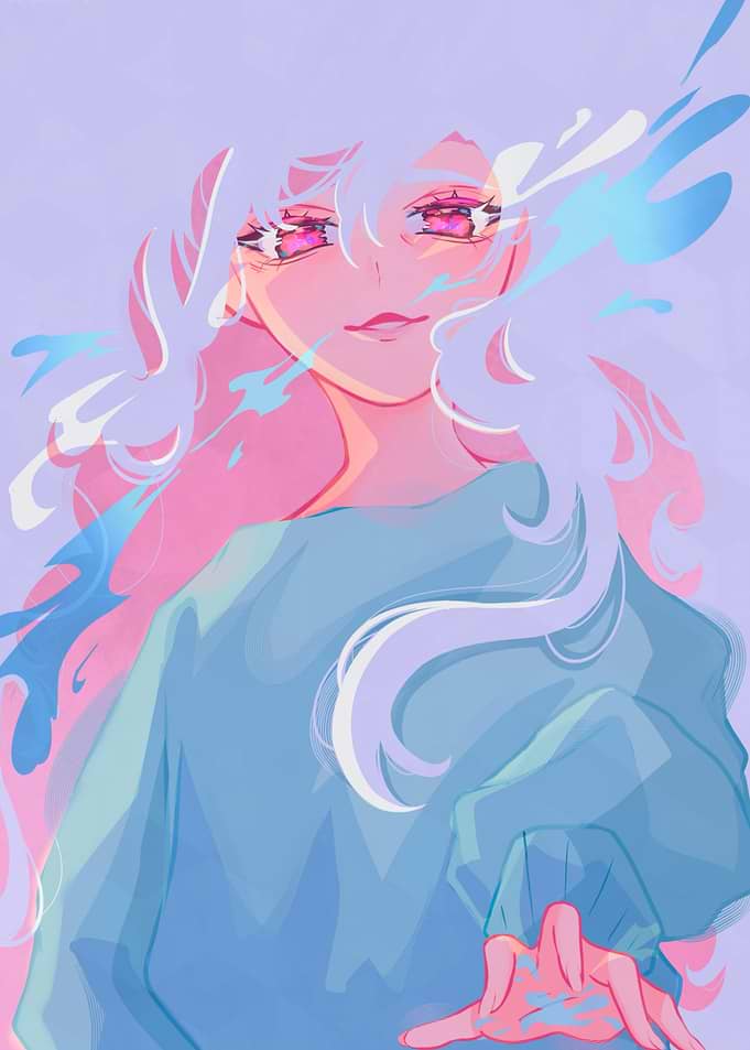 Anime Girl with negative Space hair