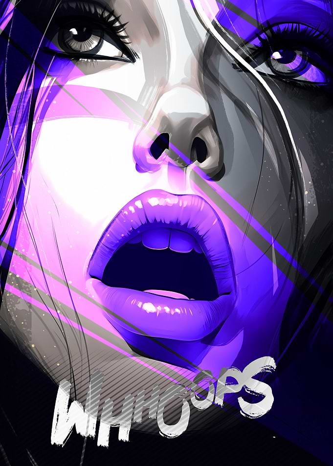 Woman's Face with Purple Accents