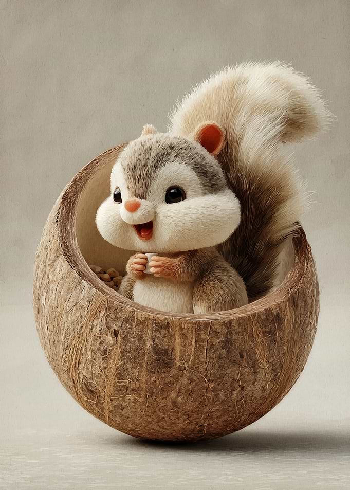 Coconut Hideaway Chipmunk – Plush 3D Miniature
