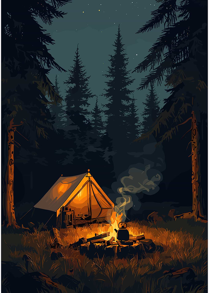 Night Camping in the Forest