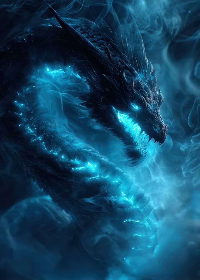 Blue Dragon in Smoky Depths