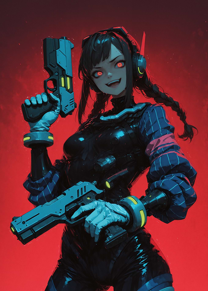 Cyberpunk Girl with Guns