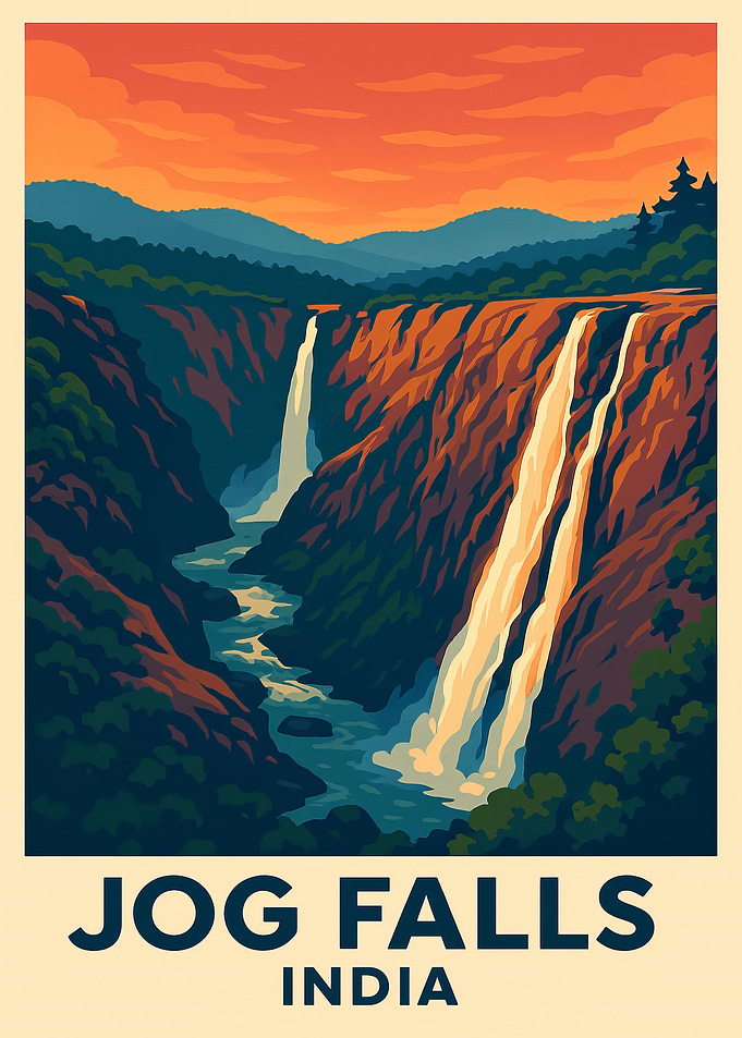 Jog Falls India Travel Poster