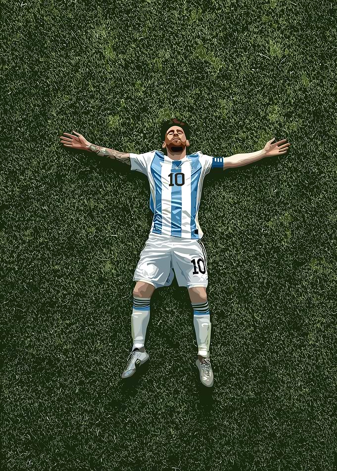 Lionel Messi on the grass