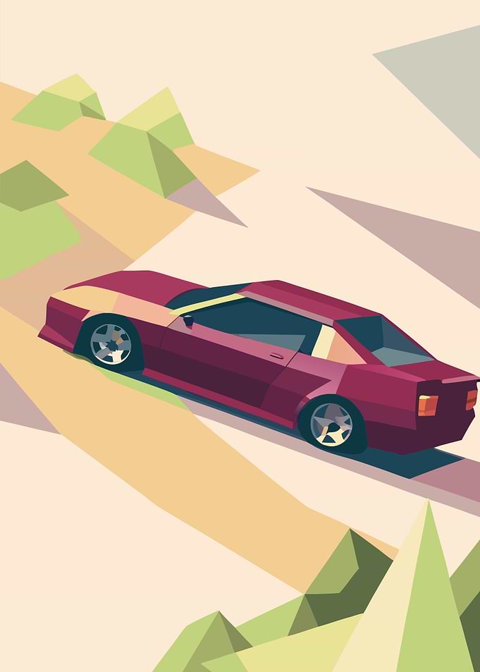 Low Poly Car on a Road