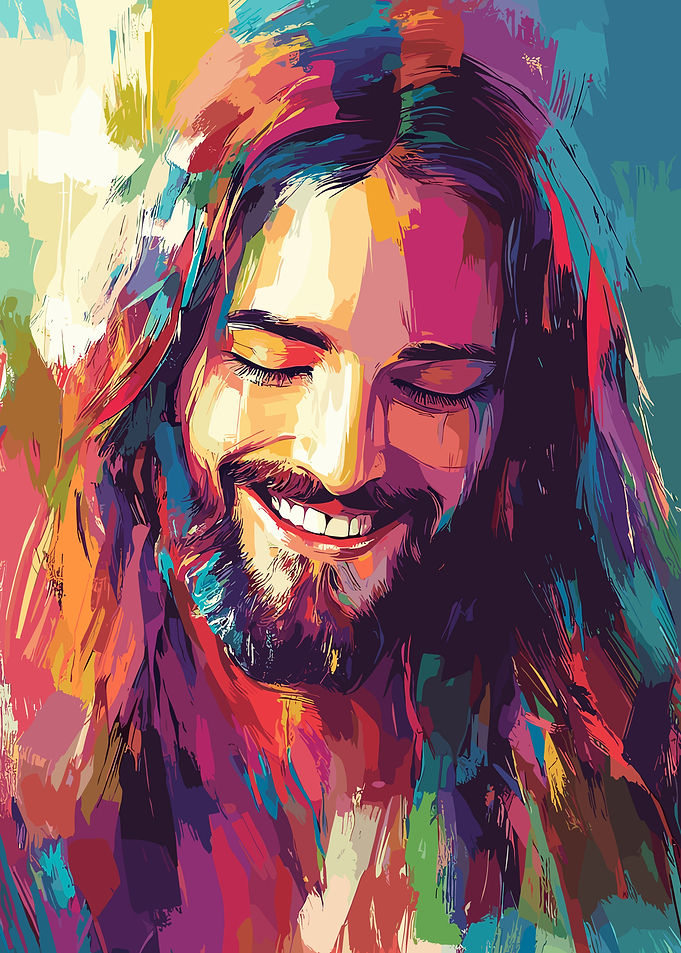 Colorful Portrait of Jesus Christ Smiling