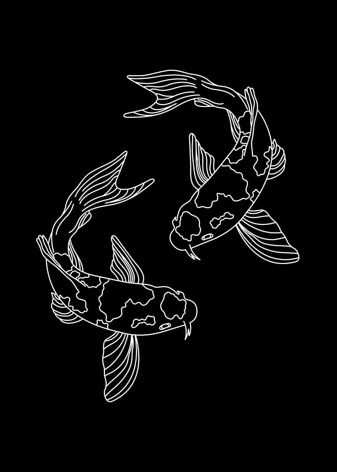 Minimalist Yin Yang Koi Poster – Japanese Balance & Harmony Art