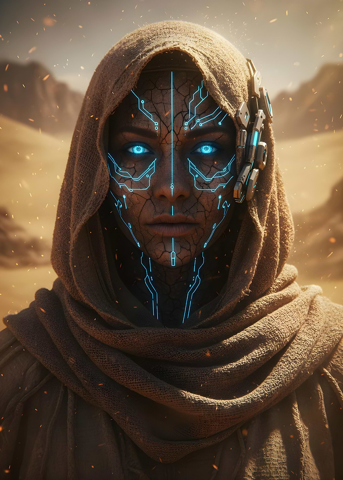 Cyberpunk Desert Nomad Portrait