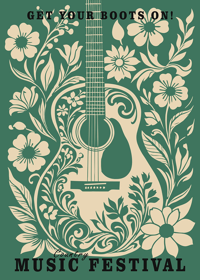 Country Music Festival Guitar Floral Art