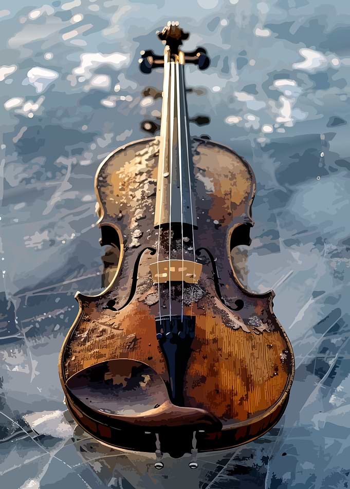 Distressed Violin on Ice