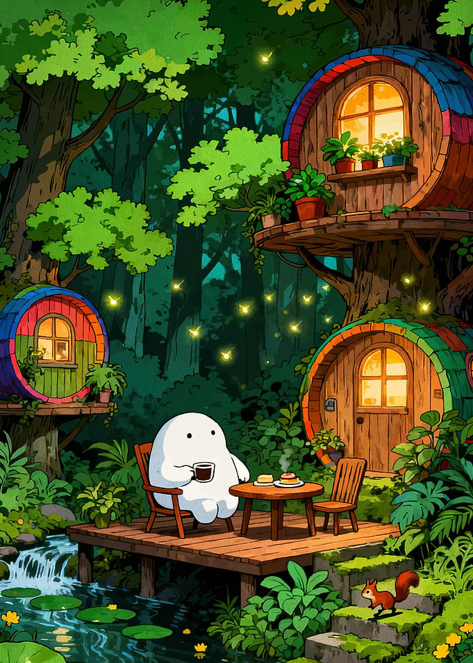 Soot Sprite Tea Party in Forest