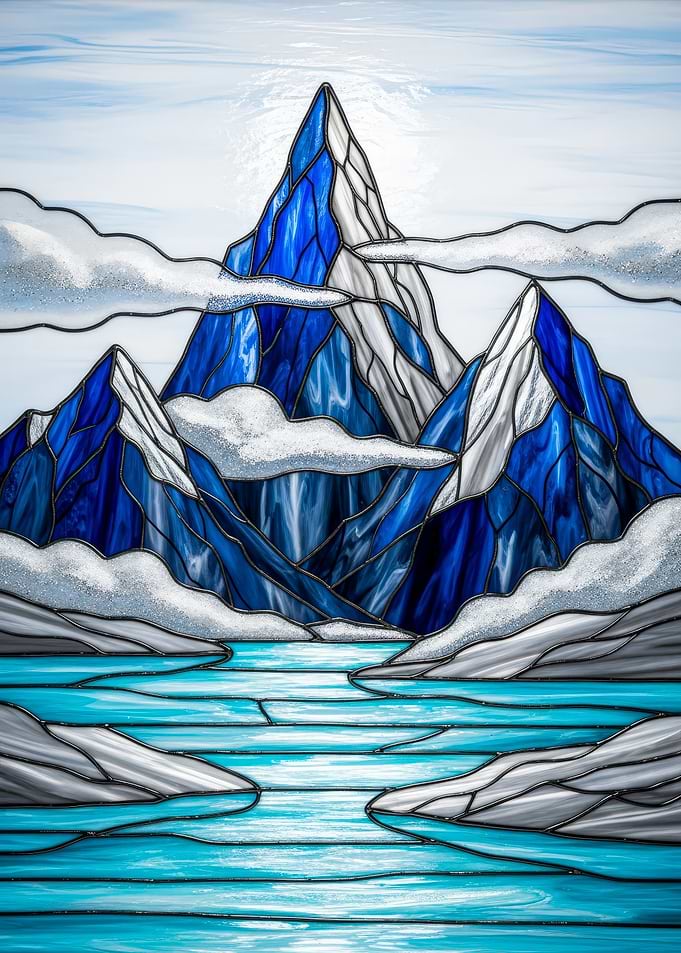 Mountain Landscape Stained Glass
