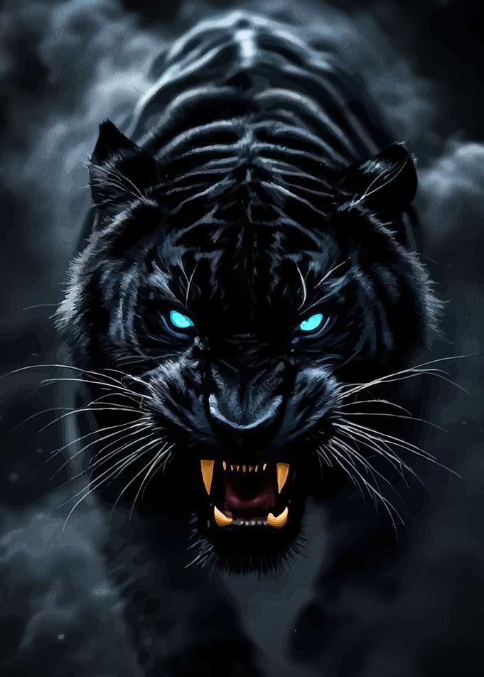 Tiger Glowing Blue Eyes