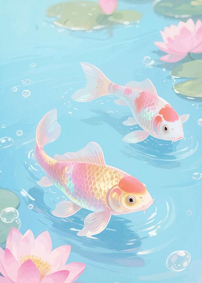 Koi Fish Water Lilies