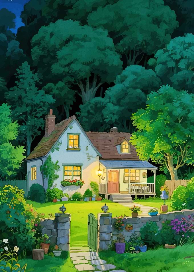 Cozy Cottage Lush Greenery
