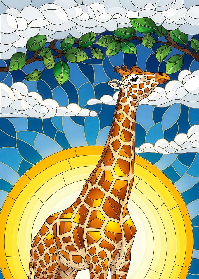 Giraffe Stained Glass