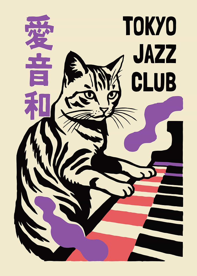 Tokyo Jazz Club Cat Poster