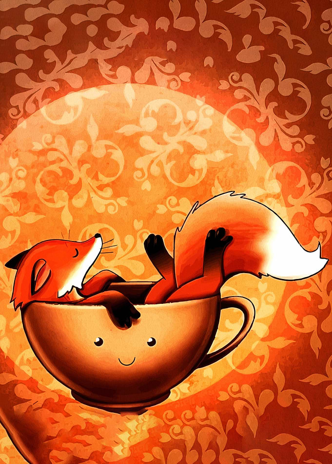 Fox in a Teacup Illustration
