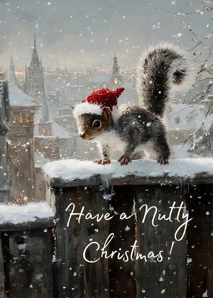 Have a Nutty Christmas! - Squirrel in Santa Hat
