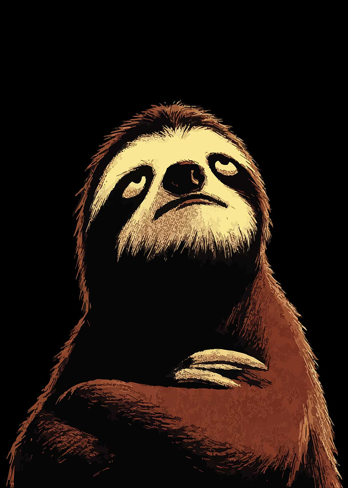Contemplative Sloth Illustration