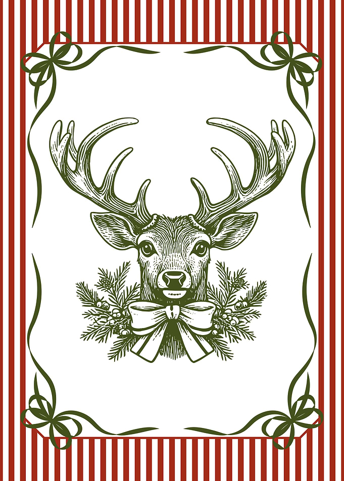 Christmas Deer with Bow and Frame