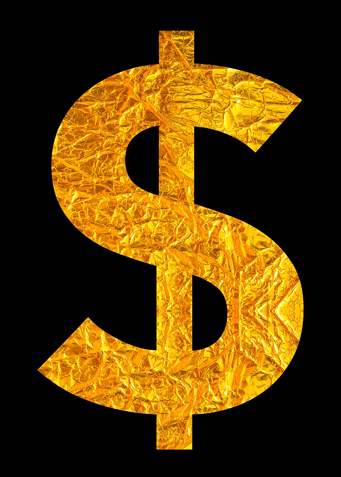 Golden Dollar Sign on Black