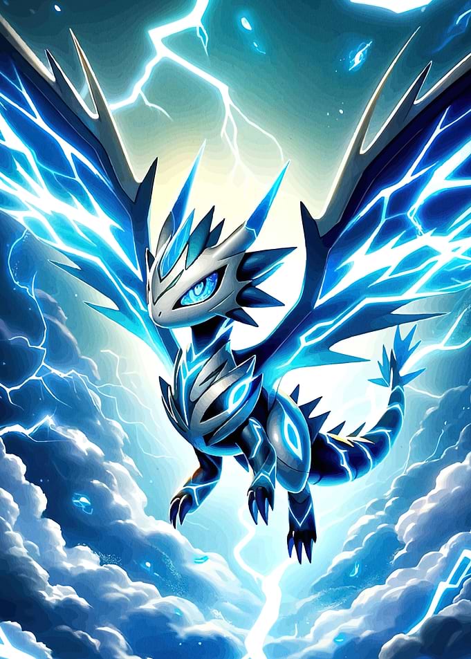Electric Dragon Soaring Stormy Skies