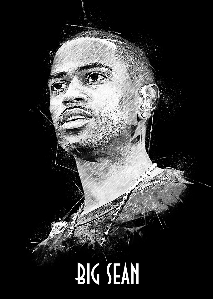 Big Sean Black and White Portrait
