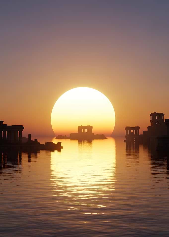 Ancient Ruins at Sunset