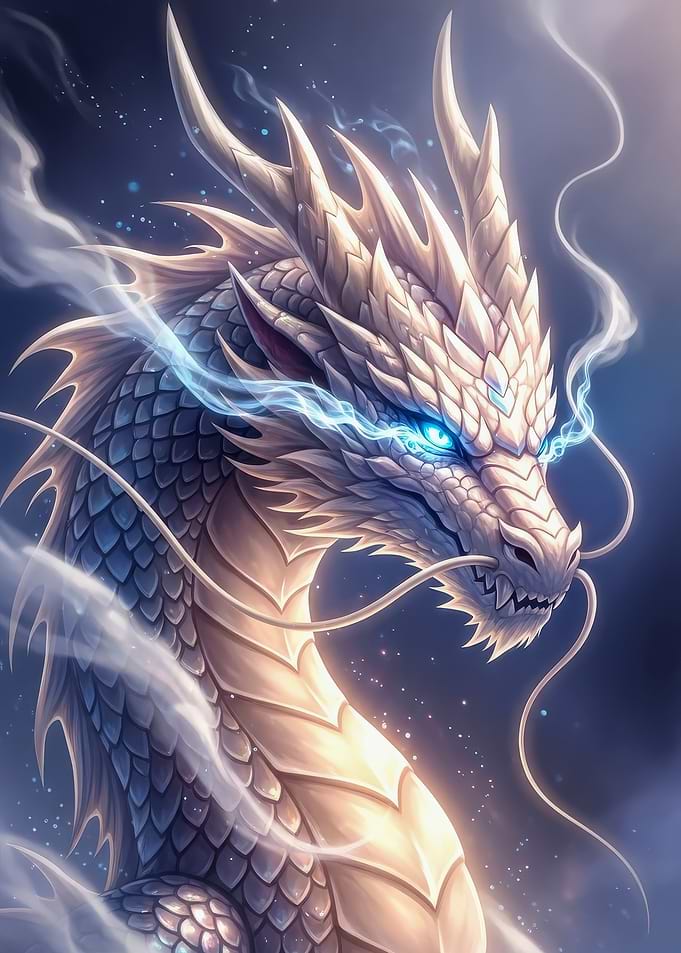 White Dragon with Blue Eyes