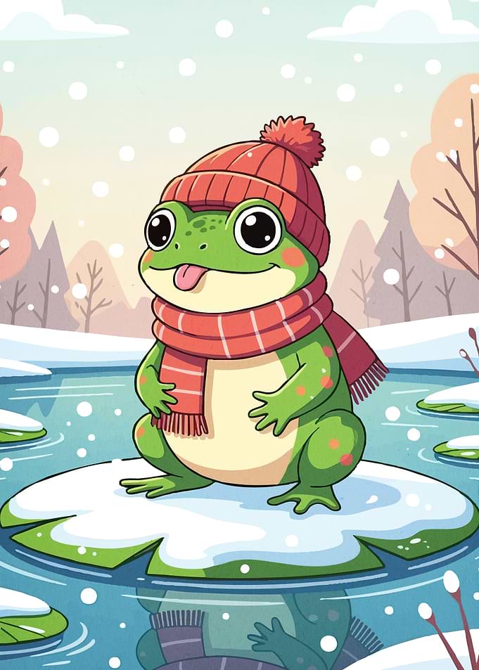 Cartoon Frog Winter Outfit