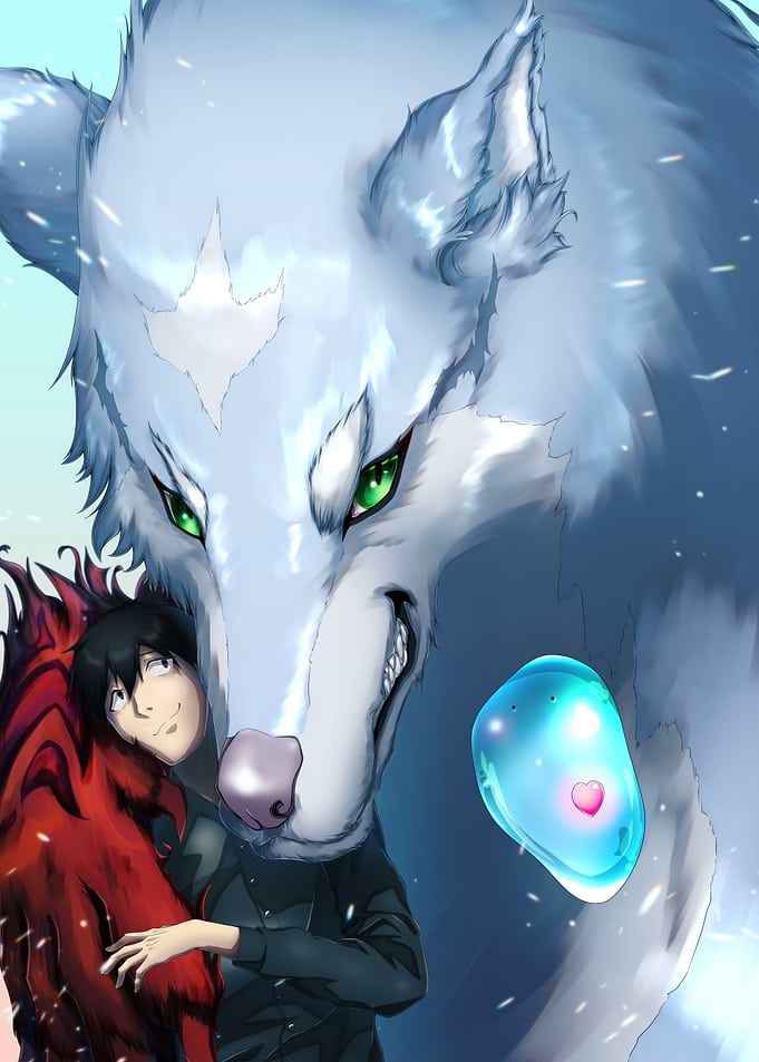 Boy with Wolf and Spirit