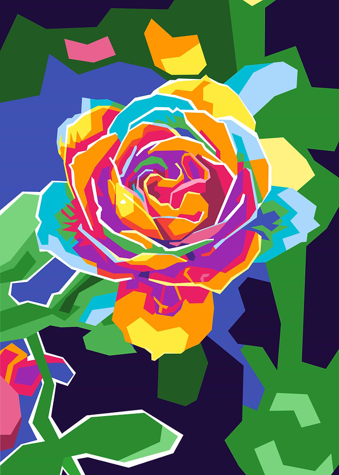 Colorful Rose Pop Art