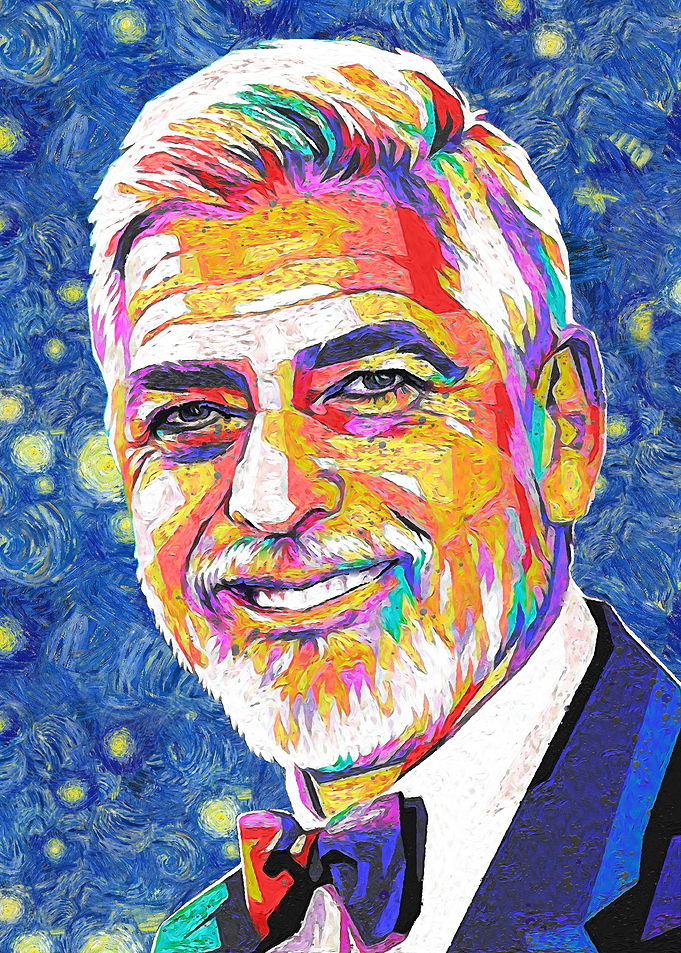 George Clooney Starry Night Portrait