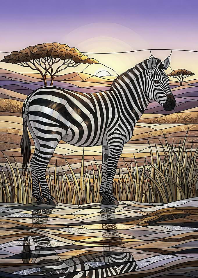 Zebra in African Landscape Art