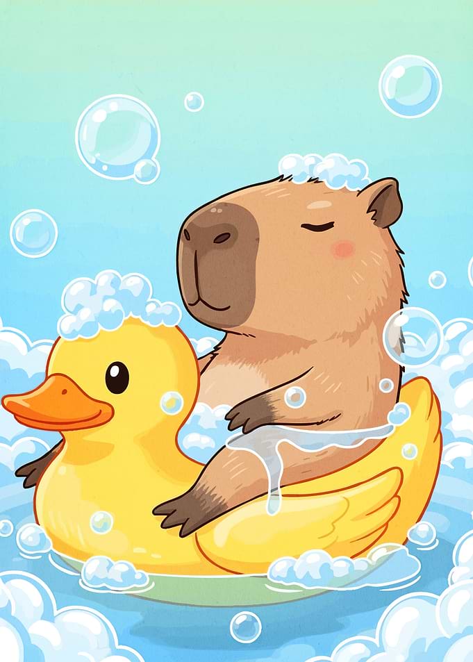 Capybara Duck Float Bubbles