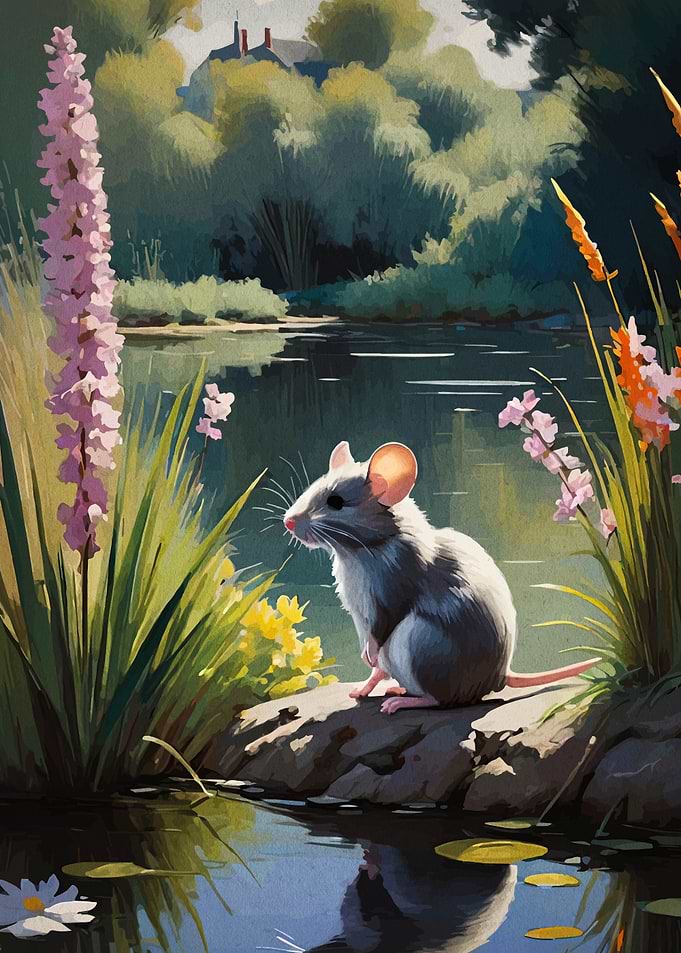 Mouse by the Pond Painting