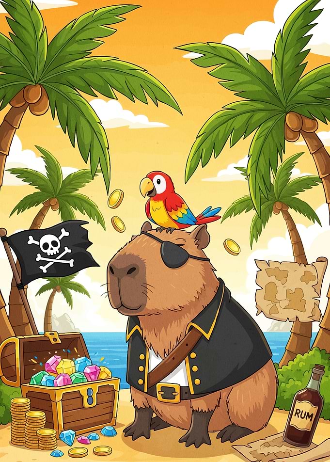 Capybara Pirate Parrot Tropical