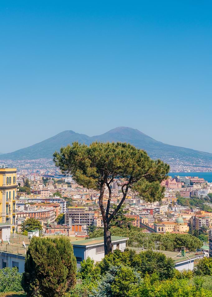 Naples cityscape with Mount Vesuvius