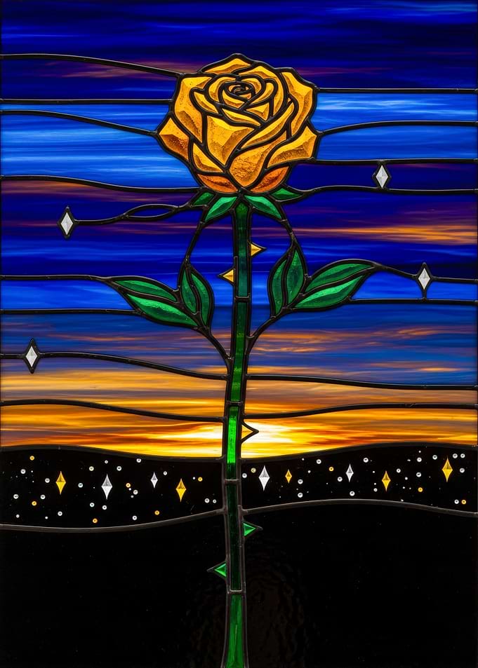 Yellow Rose Stained Glass