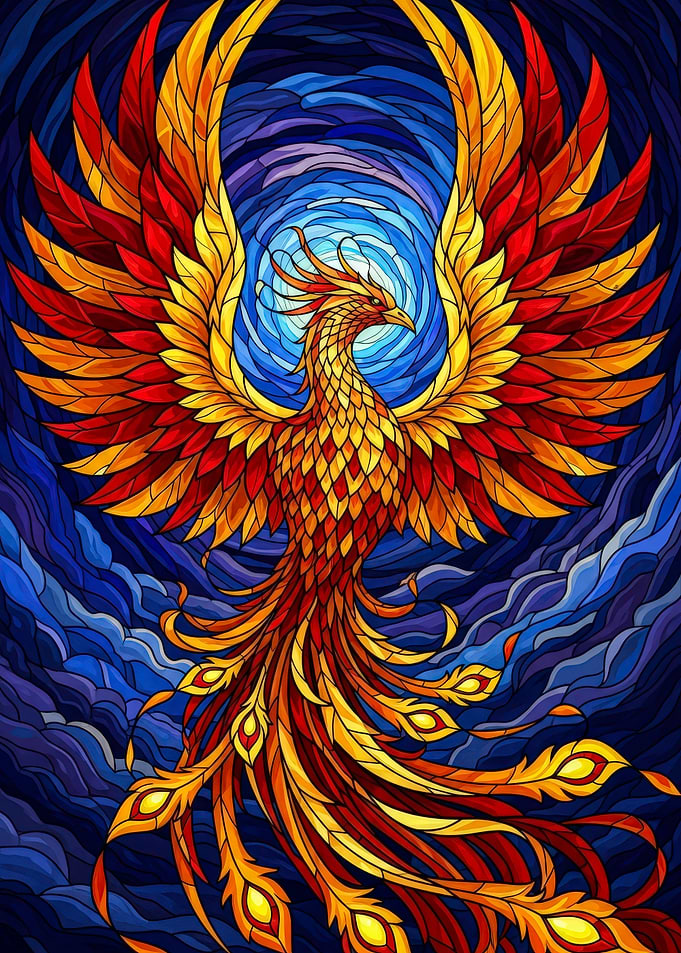 Stained Glass Phoenix Rising
