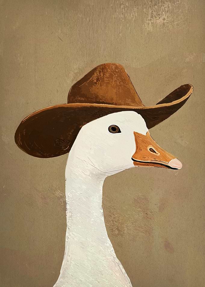 Goose with Cowboy Hat Portrait