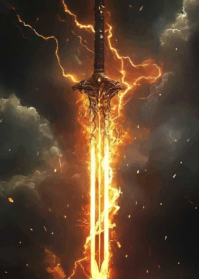 Fiery Sword Digital Art