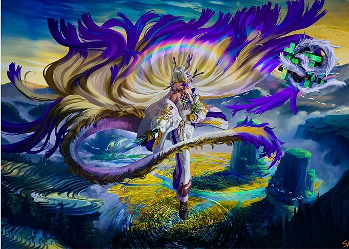 Dragon Deity in Fantasy Landscape