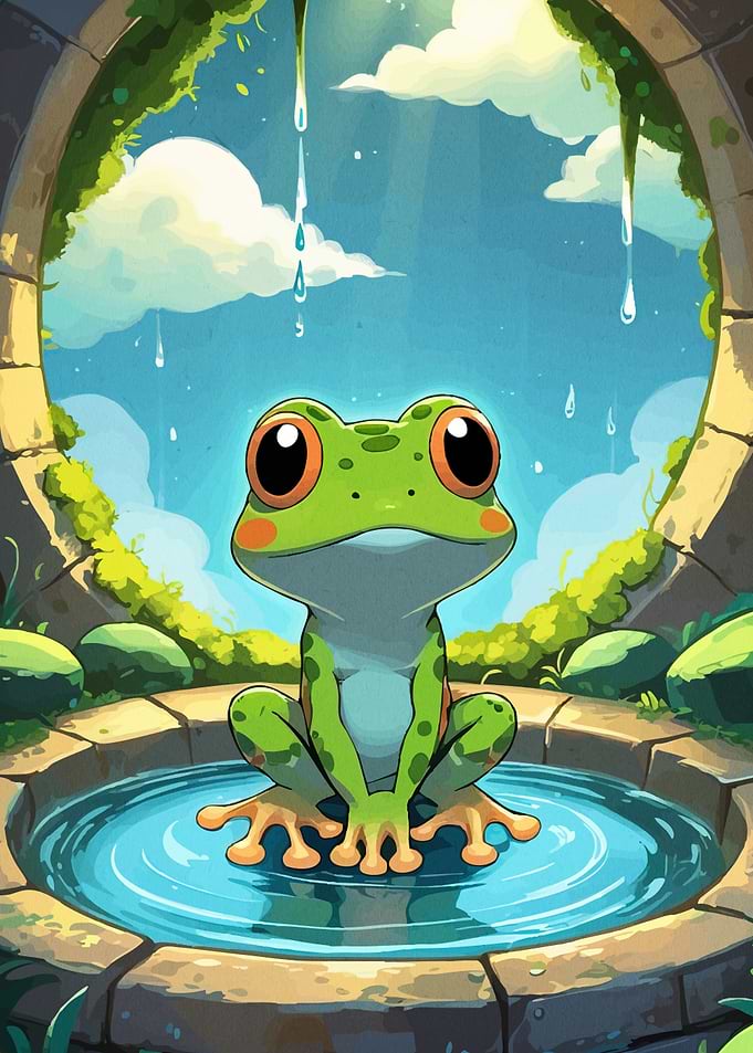 Cute Frog Stone Fountain