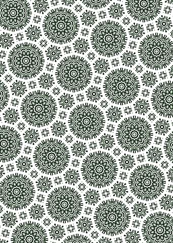 Lush Green Mandala and White Pattern