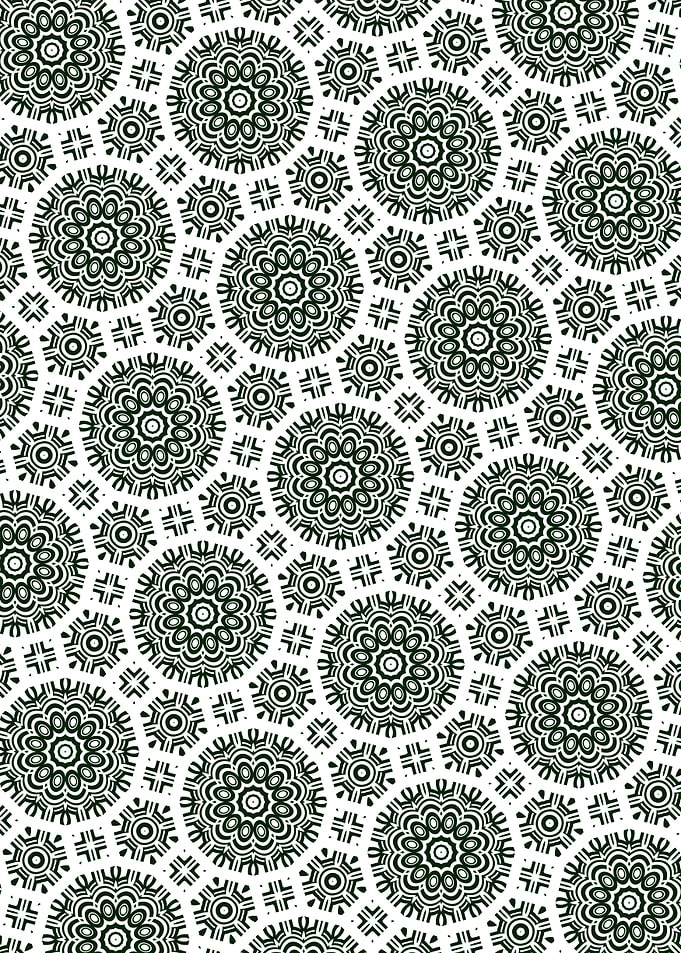 Lush Green Mandala and White Pattern